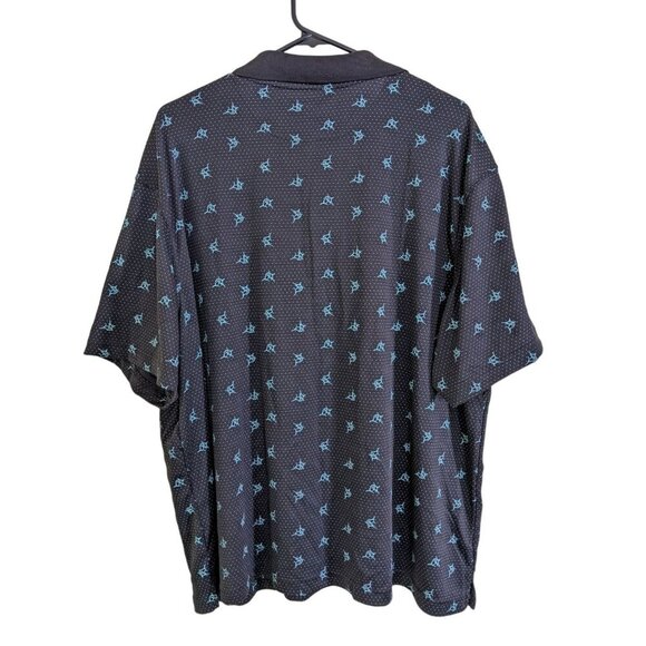 Mens Shirt XXL Navy Blue Swordfish Polka Dot Casual Button Up Collared Stretch - Picture 2 of 5